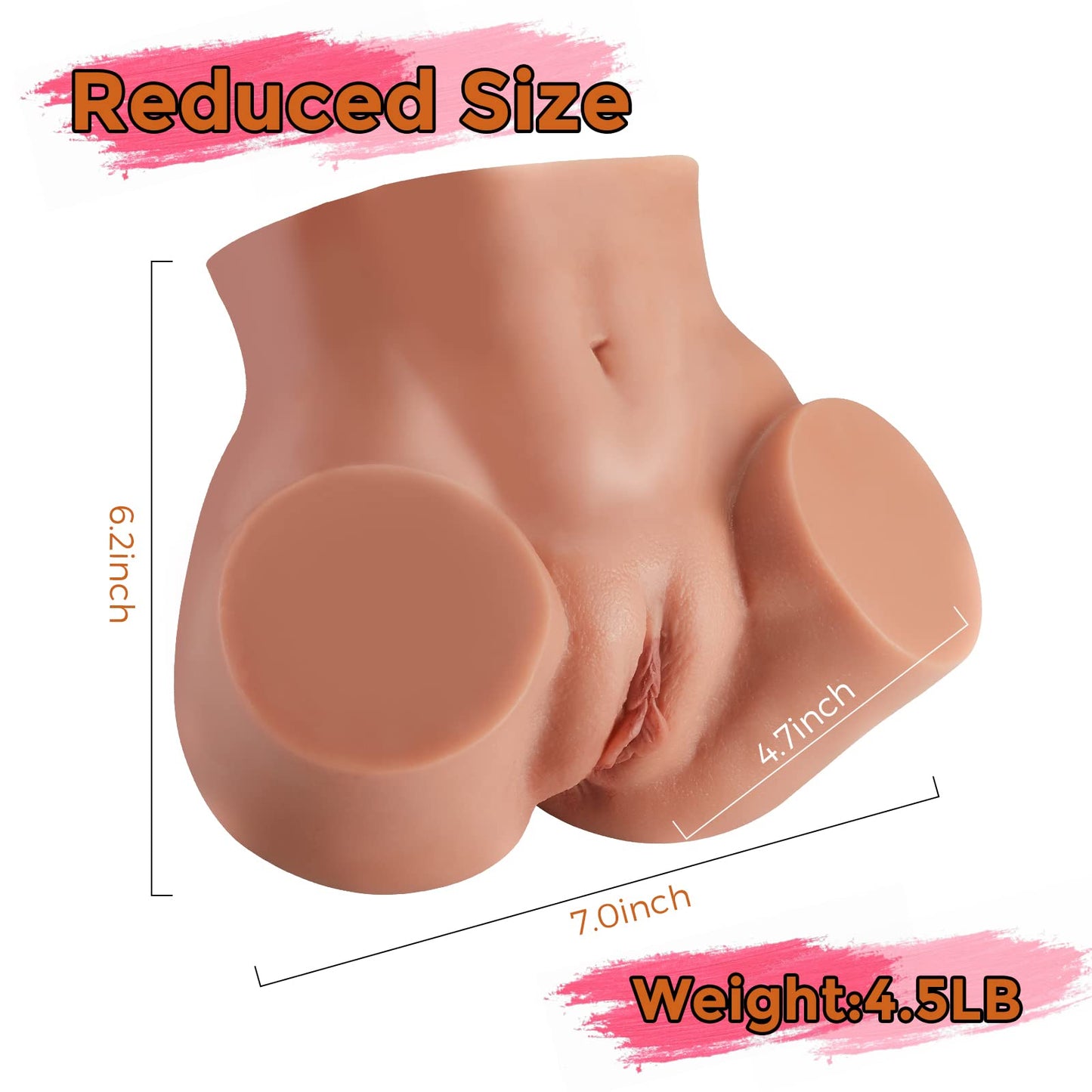 4.5LB Brown Sex Doll Pussy Ass Male Masturbator with Vagina& Double Tunnel, Sex Toys for Men Realistic 3D Textured Stroker, Lifelike Butt Adult Toys for Masturbation
