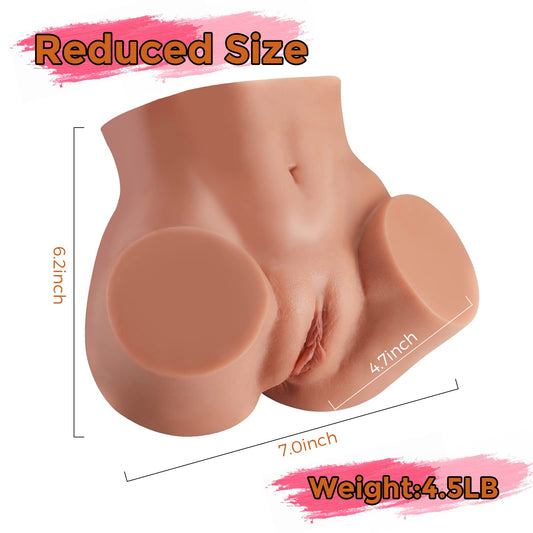 4.5LB Brown Sex Doll Pussy Ass Male Masturbator with Vagina& Double Tunnel, Sex Toys for Men Realistic 3D Textured Stroker, Lifelike Butt Adult Toys for Masturbation